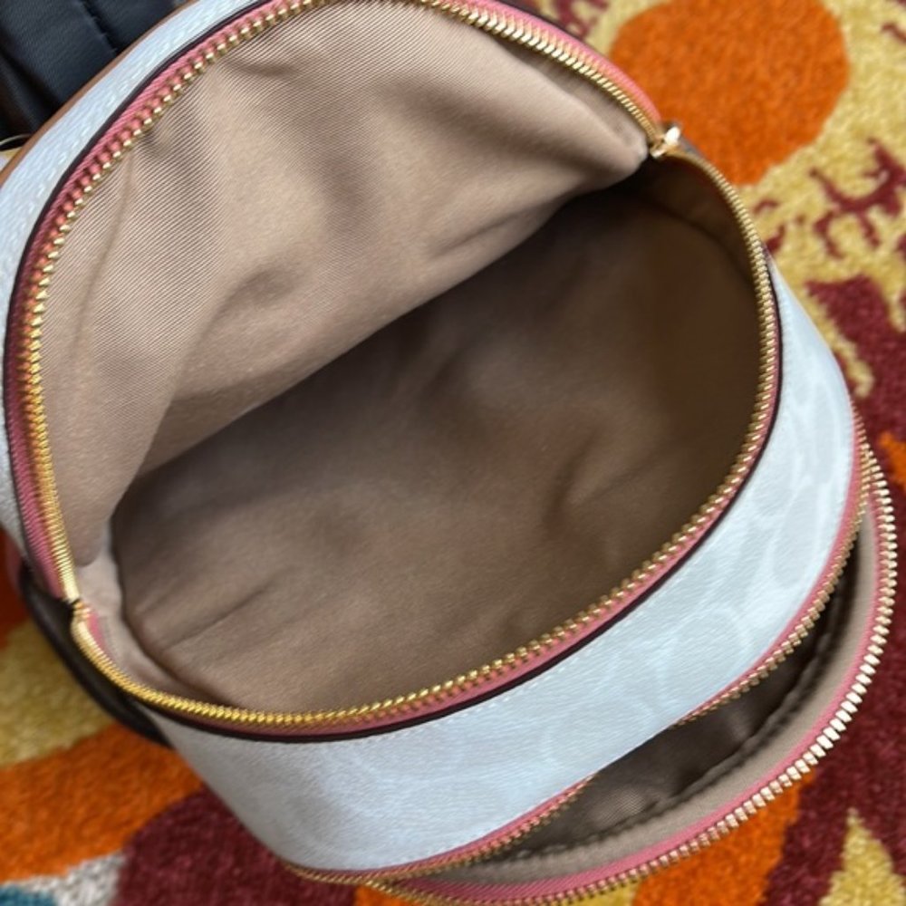 Coach Mini Court Backpack In Signature Canvas With Butterfly Chalk / Taffy Multi - Picture 7 of 16